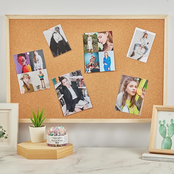 FUDAO FAMILY 300pcs Push Pins for Bulletin Board, Thumb Tacks for Wall Corkboard, Map Pins - Home Office School Craft Projects Plastic Head Steel Push Pin (Multi Color)