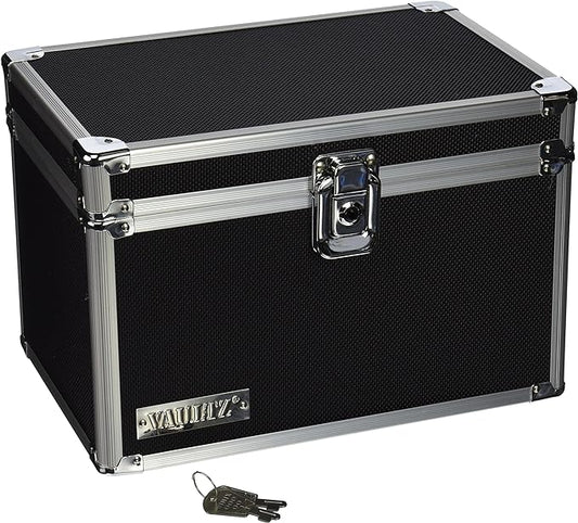 Vaultz Lockable Index Card Holder - Flash Card Organizer for Recipes, Passwords or Studying Holds 550 5x8 Notecards - Index Card Box Study Accessories, Black