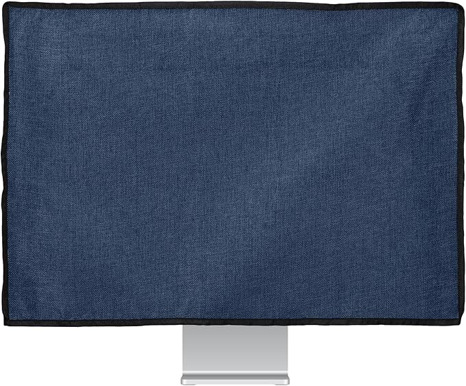 kwmobile Dust Cover for 27-28" Monitor - Linen Monitor Display Protector - Protect Your Computer Screen - Blue Grey