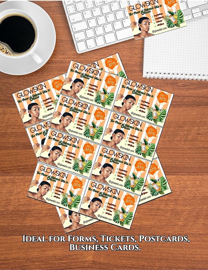 Limited Papers (TM) 8.5x11 Perforated Paper, 20/50 Pound, 75 GSM, Variety of Perforation Sizes and Colors, for Forms, Tickets, Postcards, Business Cards. (Buff, 8 up)
