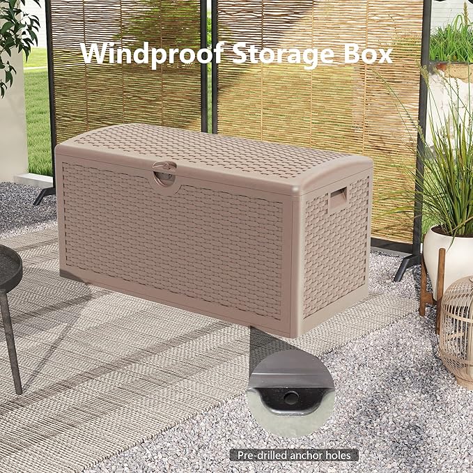 Yardgrace 80 Gallon Pro Resin Deck Box, Waterproof Outdoor Storage Bin for Patio, Poolside, and Garden, Lockable & UV-Resistant,Brown