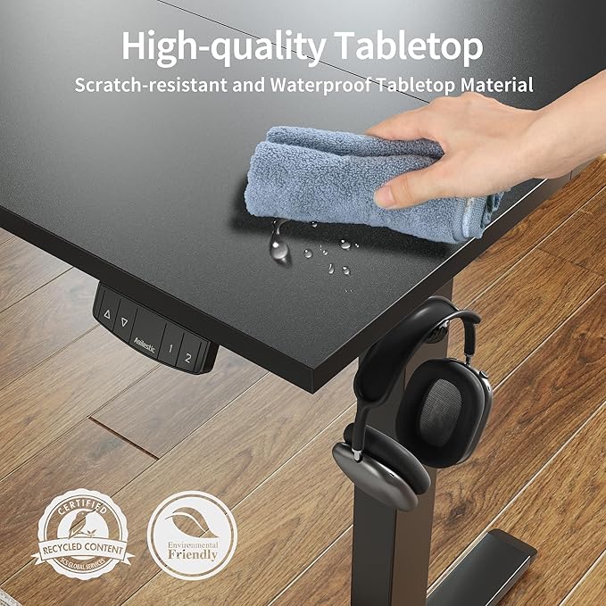 Agilestic Electric Standing Desk, 55 x 24 Inches Height Adjustable Desk, Sit Stand up for Work Office Home, Ergonomic Rising Gaming Computer Table with Memory Preset, Black