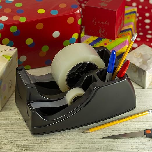 Officemate Heavy Duty Weighted 2-in-1 Tape Dispenser, Recycled,Black (96660)