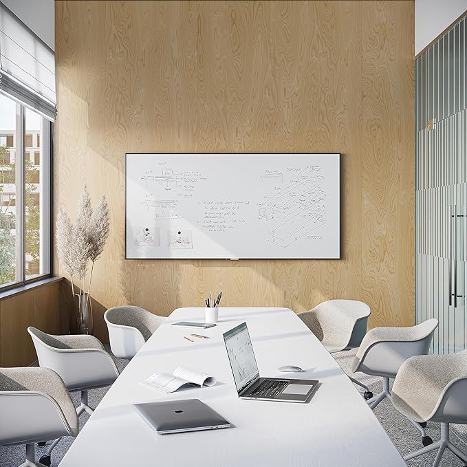 U Brands Magnetic Dry Erase Board White Board, 96" x 48" Inches, Black Aluminum Frame (2898U00-01)