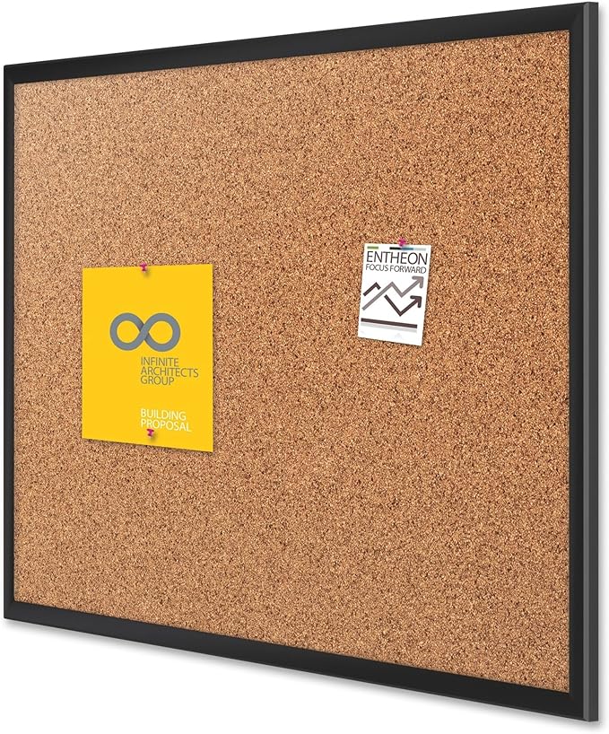 Quartet Cork Board, Bulletin Board, 4' x 3' Corkboard, Black Frame (2304B)