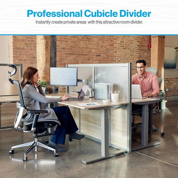 NBF Office Partitions - Cubicle Privacy Panel Wall Divider - Modern Room Separator with Quick Assembly - Indoor Laminate Free Standing Portable Room Divider Panel - 52" H x 73" W (Warm Ash)