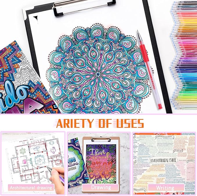 ZSCM 200 Colors Gel Pen Ink Refills, Glitter Neon Gel Ink Pens Refills Replace Cartridges for Adult Coloring Books Journaling Women Gifts, No Repeats
