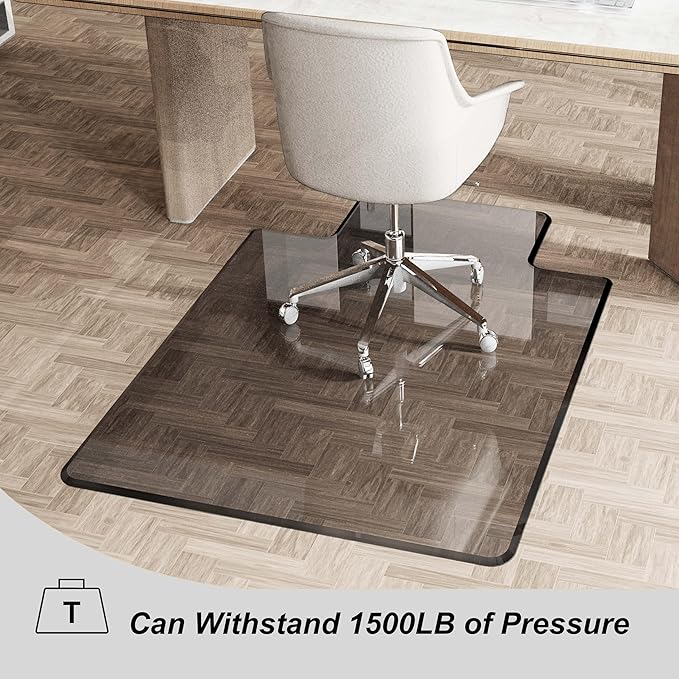 MESAILUP Beveled Edge Irregular Office Chair Mat with Lip for Carpet or Hardwood Floor Crystal Grey 36" x 48" Smooth Glide and Easy Roll On/Off, Heavy Duty and Non-Slip Floor Chair Mat with Lip