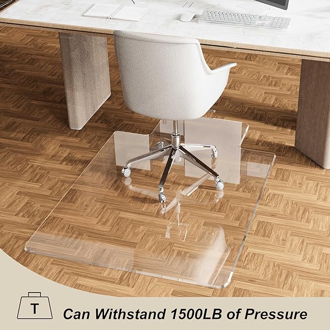 MESAILUP Beveled Edge Irregular Office Chair Mat with Lip for Carpet or Hardwood Floor Crystal Clear 36" x 48" Smooth Glide and Easy Roll On/Off, Heavy Duty and Non-Slip Pad Floor Chair Mat with Lip