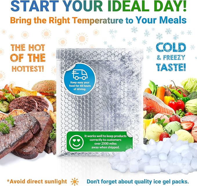 Amiff Silver Thermal Bubble Mailer, 18 x 22 Inches. 50 Pack Metallic Bubble Mailers. Self-Seal Insulated Mailers for Cold Shipping. Padded Envelopes Waterproof. Thermal Bag for Food, Cosmetics