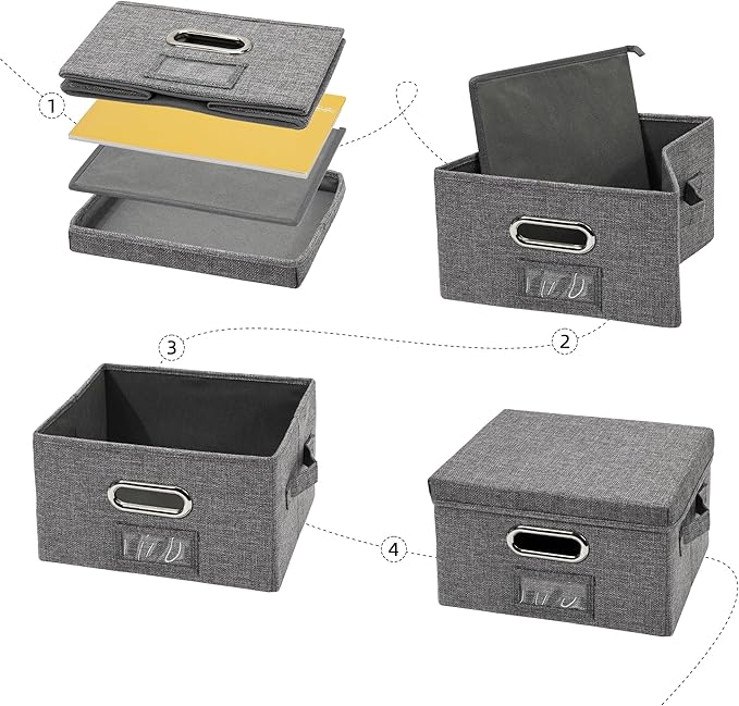 Remowith Greeting Card Organizer and Storage Box with 20 Pcs Adjustable Dividers, Storing Cards with 84 Pcs Labels Perfect for Storing Greeting Cards, Envelopes, Photos 1 Pack Grey