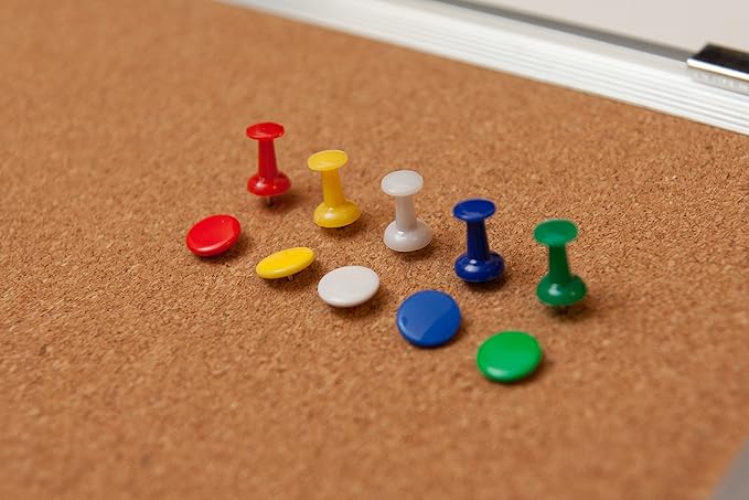 Cork Board Set - Bulletin Corkboard 24 x 24 inch Framed with 10 Thumb Tacks - Wall Hanging Message Memo Pin Tackboard Organizer for Home, Office, Desk and Cubicle (Cork 24x24)