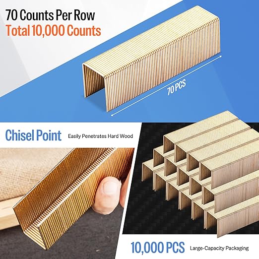 meite 16 Gauge 1-Inch Wide Crown Staples 1-1/2'' Leg, Galvanized P-Type Heavy Duty Construction Staples for Stapler Gun - Roofing Subflooring House-Wrap, Strong Holding & Tear-Resistance, 10,000 PCS