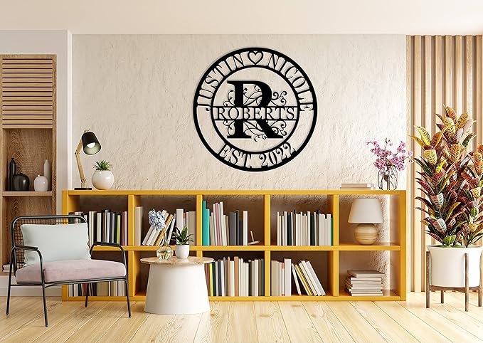 Wedding Gifts for Couples 2024 Last Name Signs for Home Personalized Metal Signs Monogram Wall Decor Personalized Family Name Sign Anniversary Wedding Gift