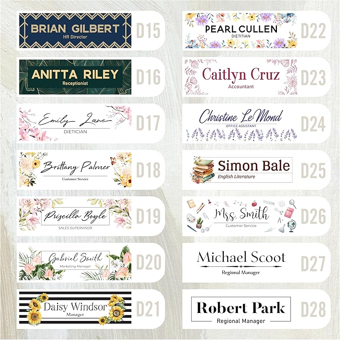 Acrylic Desk Name Plate Personalized with Wooden Base - 28 Backgrounds - Custom Name Plate for Desk, Office Decor, Teacher Appreciation Gifts
