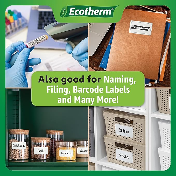 2.25" x 2" Thermal Labels | 6 Rolls | 8220 Labels | fits Zebra, Munbyn, Rollo, Godex, Arkscan, iDPRT, Offnova Thermal Label Printers and More | Blank White Adhesive Stickers by Ecotherm