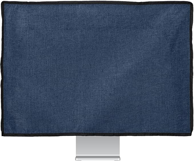 kwmobile Dust Cover for 20-22" Monitor - Linen Monitor Display Protector - Protect Your Computer Screen - Blue Grey