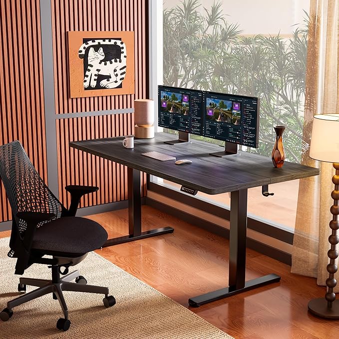ErGear Electric 71 x 30 inch Standing Desk Workstation, Large Sit Stand up Desk, Memory Computer Home Office Desk, (Grey) Ships in One Box