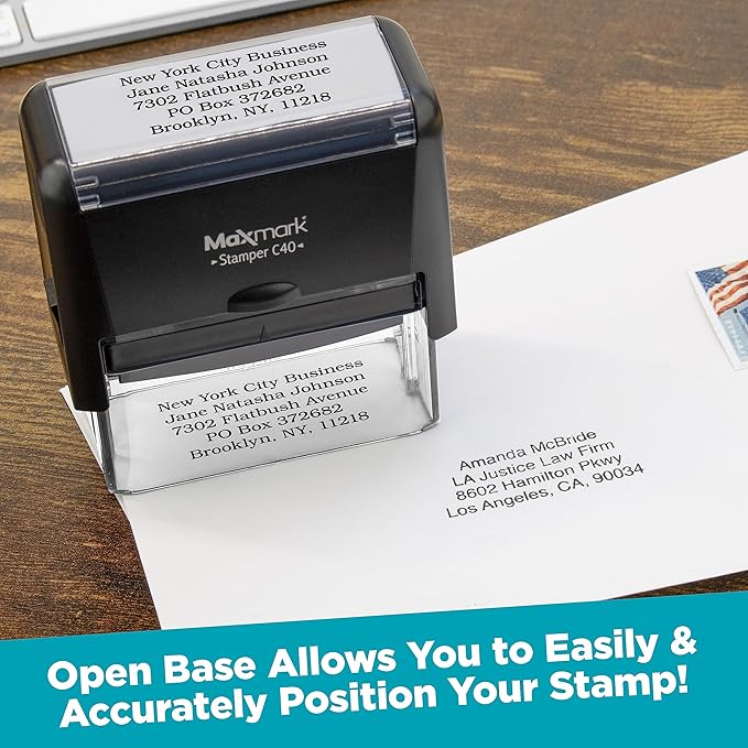 Custom Self Inking Rubber Stamp - Up to 4 Lines of Text - Choose from 15 Ink Colors - Medium Size