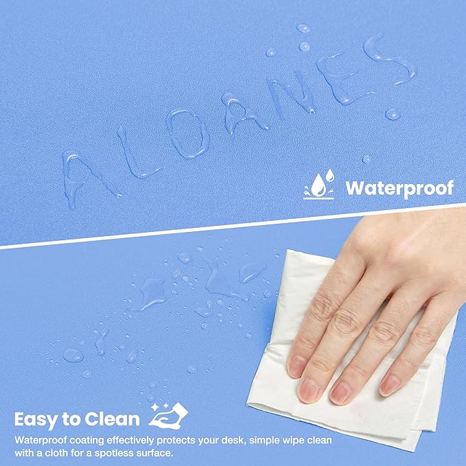 ALOANES Waterproof Mouse Pad, XL Gaming Keyboard Pad with Anti-Slip Base, Grain Jacquard Surface, Extend Desk pad for Gamer, Office & Home, Blue Mousepad 31.5''x 11.8''x 0.12''