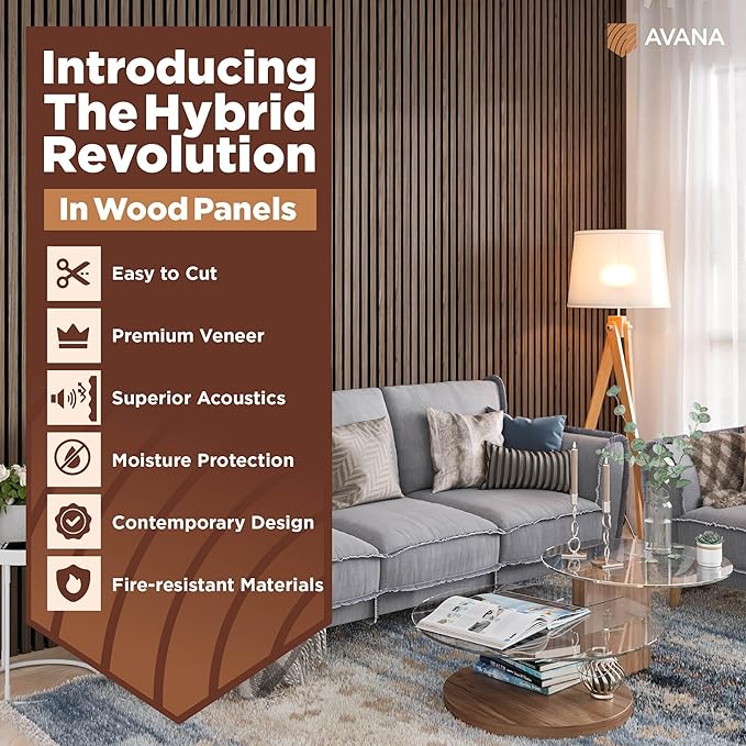 Avana Acoustic Wood Wall Panels – 47.2 X 12.6 Inch Walnut Acoustic Panels 2 PCs – Modern Wall Panels For Interior Wall Decor for Homes, Offices, Studios – Sturdy And Durable Wood Panels For Wall
