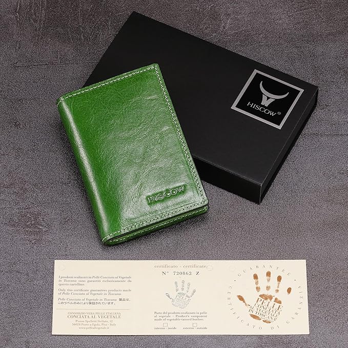 Leather Business Card Case Holder for Men & Women, Italian Calfskin