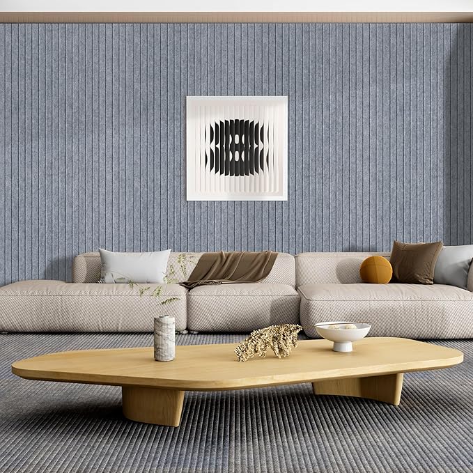5 Pack Acoustic Panels, 48 x 24x 0.4 Inch Sound Proof Panels for Walls, Premium Wall Sound Absorbing Panels, Decorative Sound Dampening Panels for Media Room, Office and Studio,African Gray