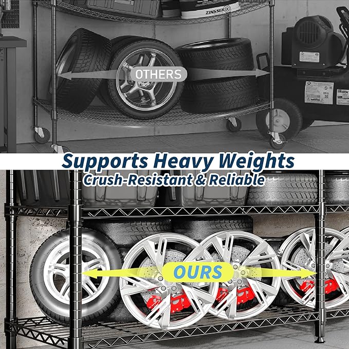 MilleLoom Metal Storage Shelves 4-Tiers, 60" H Wire Shelving Units Heavy Duty 265LBS Loads per Shelf, Adjustable Standing Wire Rack Shelf, for Home Office Pantry Room Basement,71" W x 15.7" D
