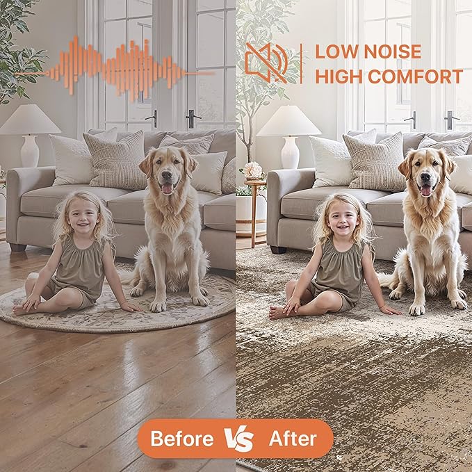 GENIMO Washable Area Rugs for Living Room, 8x10 Vintage Non Slip Rugs, Low Pile Lightweight Soft Print Rug for Bedroom, Dining Room, Home Office, Faded Brown