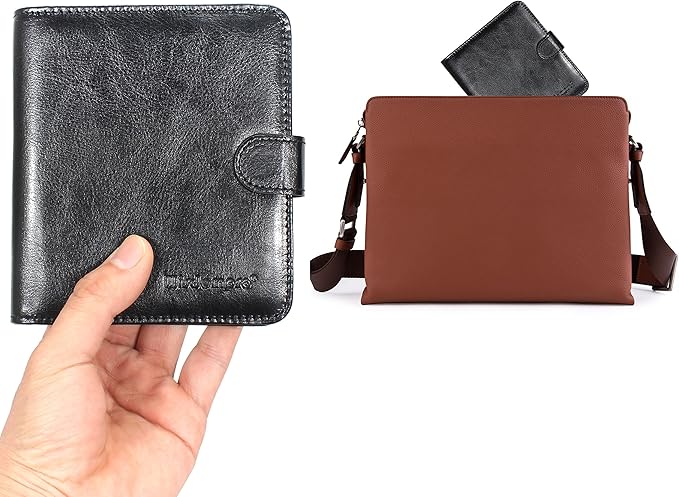 Wisdompro Business Card Book Organizer, Premium PU Leather Wallet Name Credit ID Card Holder Case with Magnetic Shut for 64 Business Cards (Build in 64 Card Slot & 14 Small Cells for Memory Cards)