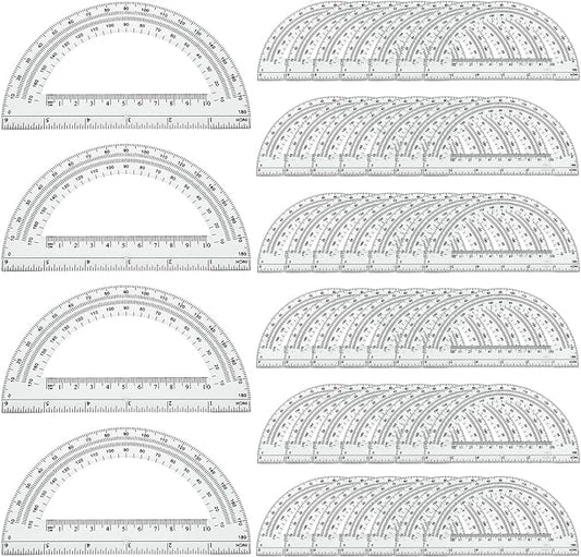 CertBuy 48 Pack Clear Protractor 6 Inch, Plastic Protractor Math Protractors 180 Degrees for Angle Measurement, Protractor for Geometry,Student Math Protractor Ruler for Drawing Geometry Classroom
