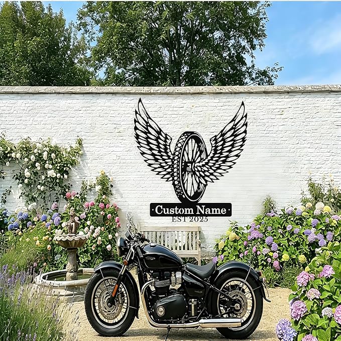 Custom Motorcycle Wheel Metal Signs Personalized Biker Name Sign Custom Garage Decor Motorbikes Wall Art Decor Motorcycle Sign Men Room Decorate Gifts for Men Husband Rider