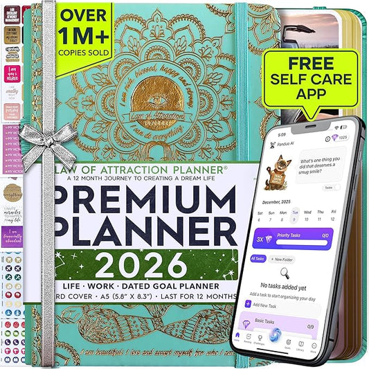 Law of Attraction Planner 2026 Deluxe with Productivity App | Weekly & Monthly Goal-Setting Planner, Life & Gratitude Journal | Include Foldable Vision Board, Gift Box & Stickers