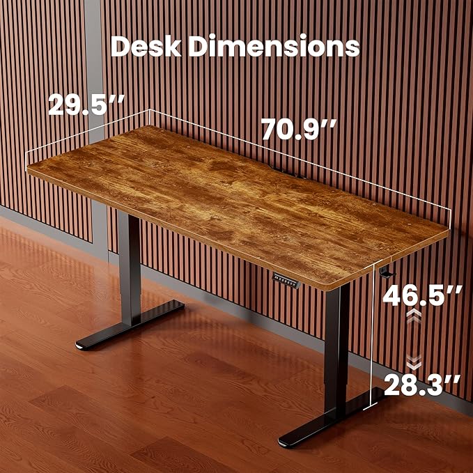 ErGear Electric 71 x 30 inch Standing Desk Workstation, Large Sit Stand up Desk, Memory Computer Home Office Desk, (Vintage Brown) Ships in One Box