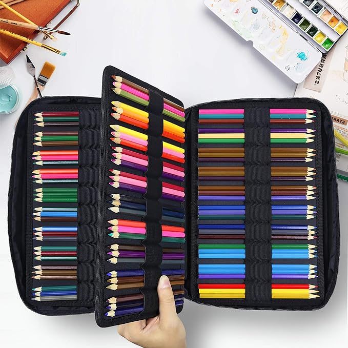 YOUSHARES Big Capacity Colored Pencil Case - 300 Slots large Pen Case Organizer with Multilayer Holder for Prismacolor Colored Pencils & Gel Pen (Green)