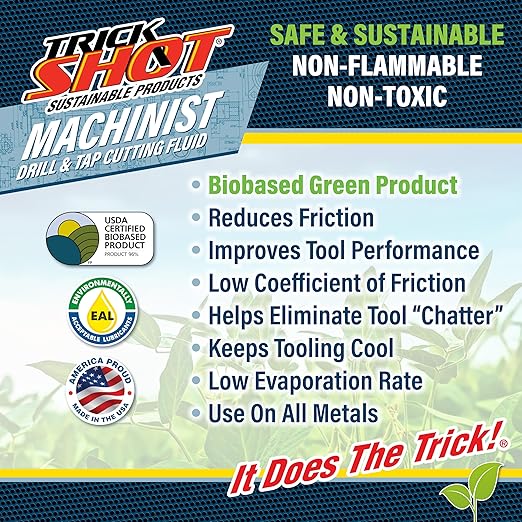 Premium USA-Made Cutting Oil & Fluid | 8 oz. Metal Can with Nozzle Cap | Non-Toxic, Eco-Friendly, NSF H1 & USDA Certified | Ideal for Metal Cutting, Tooling, and Machinist Applications by Trick Shot®