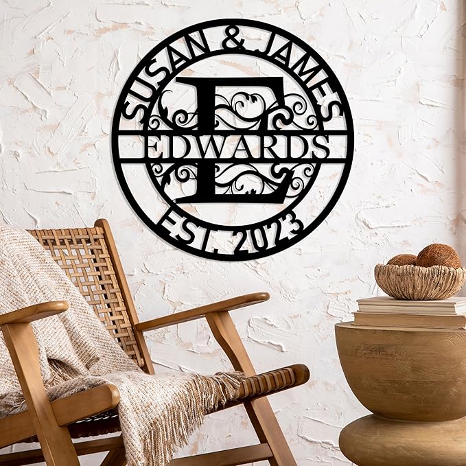 Personalized Metal Name Signs, Split Letter Monogram Wall Decor, Custom Last Name Sign, Family Name Sign for Outdoor, Personalized Wedding Gift, Garden Decor, Metal Wall Art, Housewarming Gift