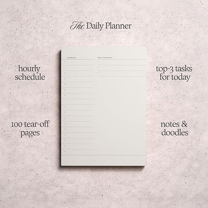 Daily To-Do List Notepad – Desk Pad for Work and Study, Orange, 8.25x5.85 Inches