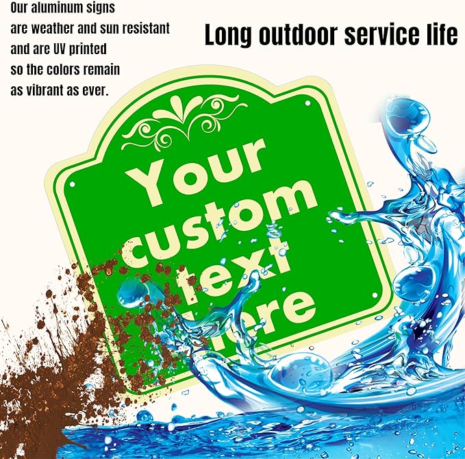 HK SIGNS Aluminum Custom Street Sign, Personalized Sign, Modern/Customizable, Green, 18*18 Inch, Office, Property, Bedroom, Promotional, Exit, Bar, Instruction, Warning, Lawn, Garage, Parking