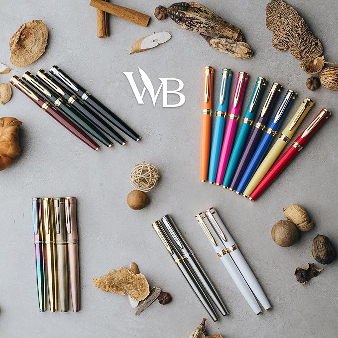 Wordsworth & Black Fountain Pen Set, 18K Gilded Extra Fine Nib, Includes 24 Pack Ink Cartridges, Ink Refill Converter & Gift Box, Gold Finish, Calligraphy, [Racing Green], Perfect for Men & Women