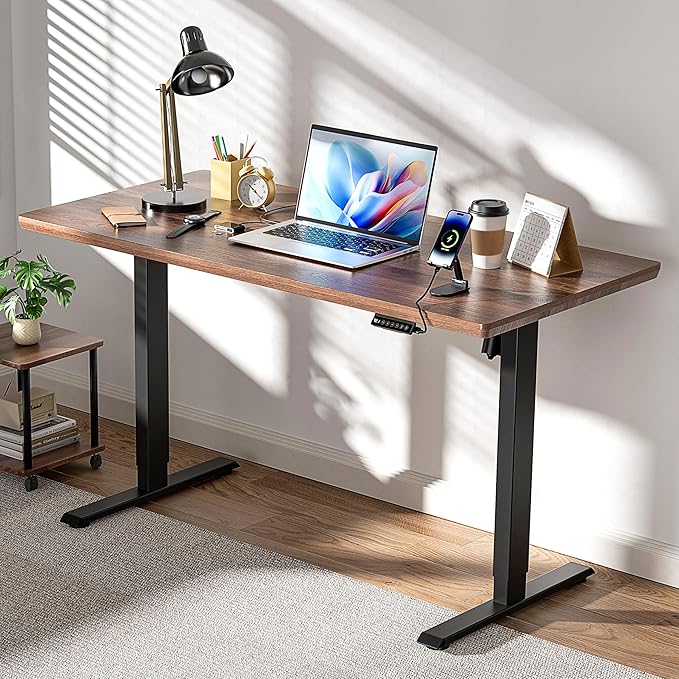 BIZUM Electric Standing Desk Frame, Height Adjustable Sit Stand Desk Base with Memory Preset Button, USB Port for Home Office, Black Frame Only