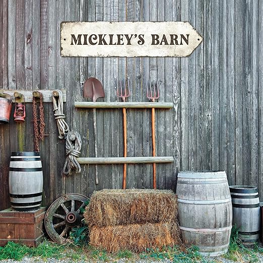 Rustic Custom Sign, Personalized Right Directional Metal Composite Street Sign for Indoor and Outdoor Use 6x24 Inches, ACM Made in the USA
