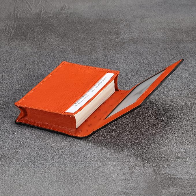 Leather Business Card Case Holder for Men & Women, Italian Calfskin
