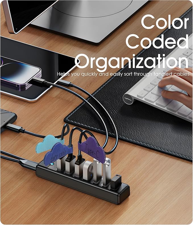 Nearockle 60Pcs Cable Labels for Organizing Wires and Identification, Upgraded Large Size Cord Labels for Electronics Cable Management, Write on Cord Tags-Multicolor