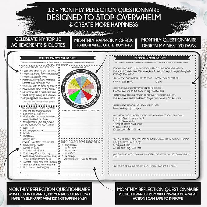 Life Mastery Planner - A 12 Month Journey to Crush Your Goals, Increase Productivity, Passion, Success & Happiness - Weekly & Monthly Life Planner