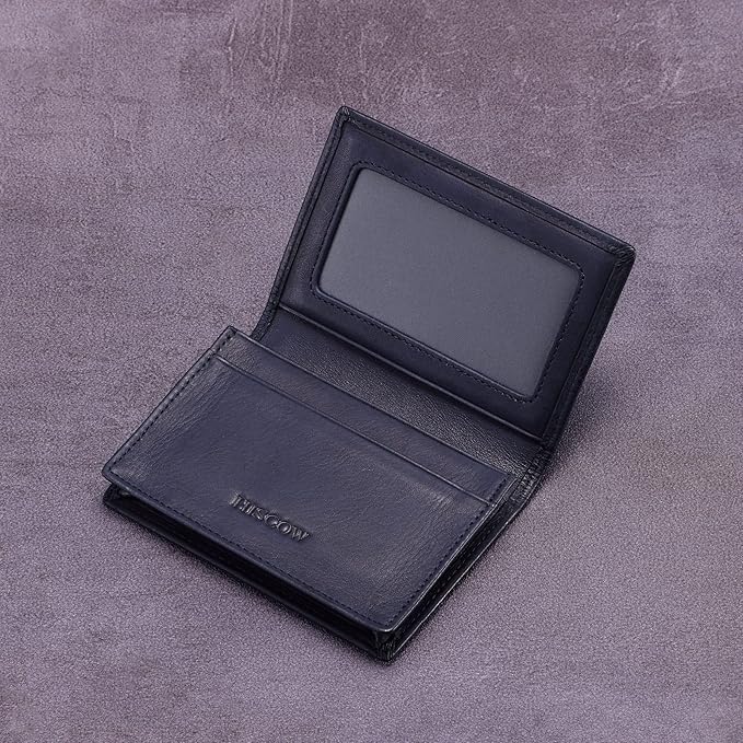 Leather Business Card Case Holder for Men & Women, Italian Calfskin