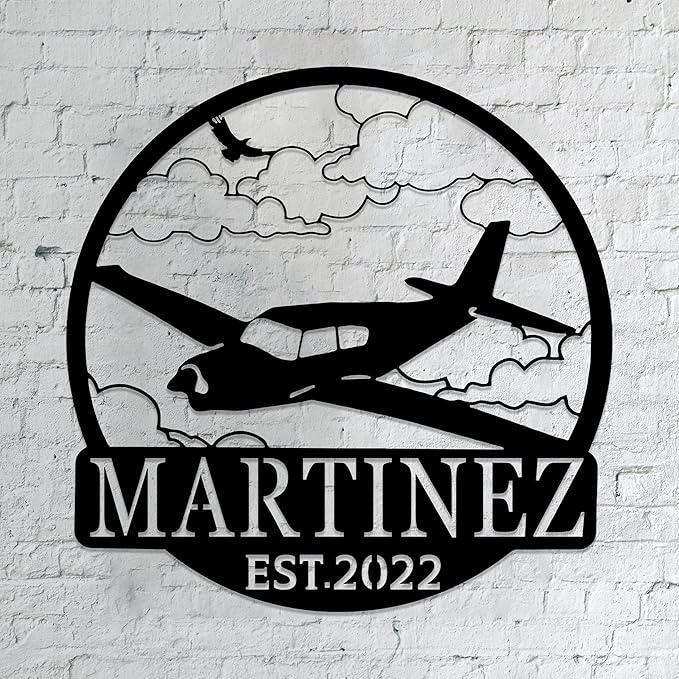 Personalized Metal Airplane Wall Art, Airplane Name Sign, Customized Pilot Name Sign, Airplane Hangar Sign Decor, Aviation Home Office Decor, Large Outdoor Decor, Pilot Gifts, Aircraft Lovers Gift