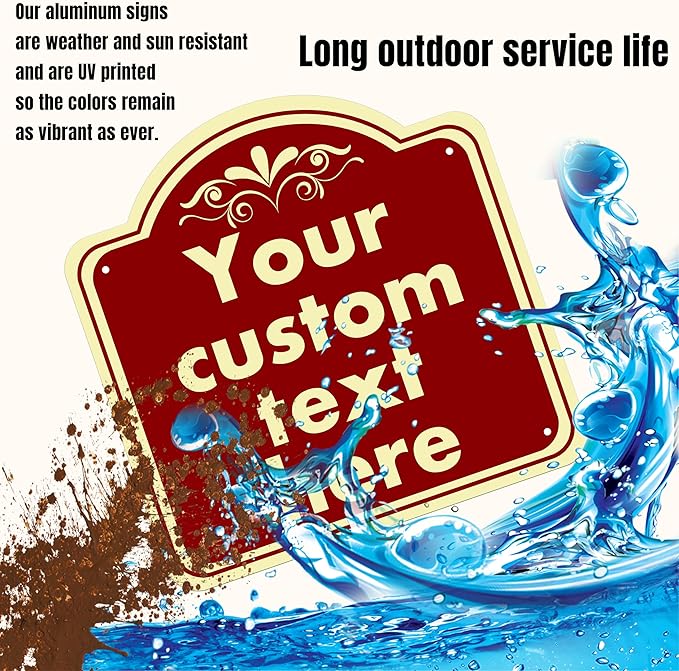 Custom Sign, Custom Indoor/Outdoor Decorative Sign，Aluminum Weatherproof Metal Sign Multiple Sizes, Customize for Office, Business, Workplace, office, Home, Delivery Signs, 10*10 Inch, Reddish
