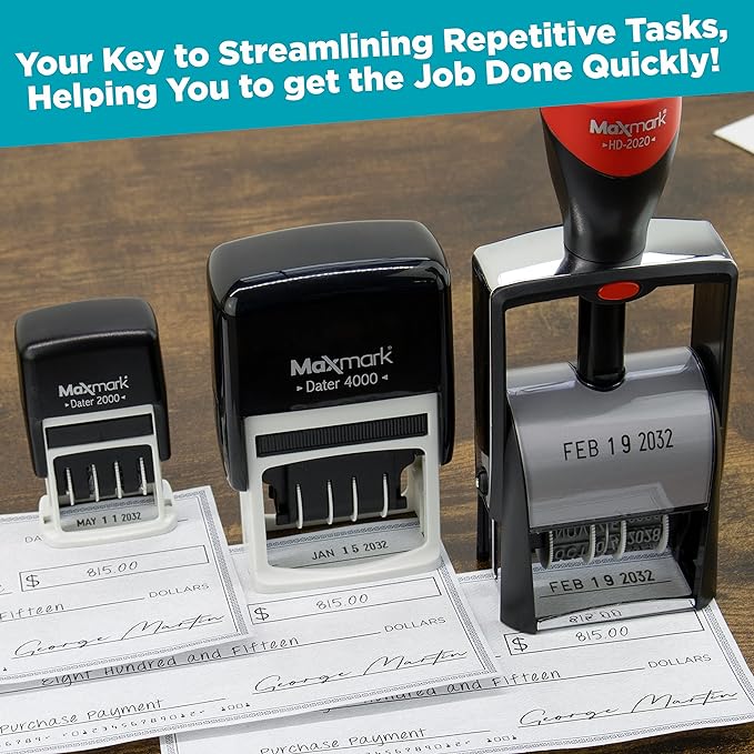 MaxMark 2000 Dater Self Inking Date Stamp - Blue