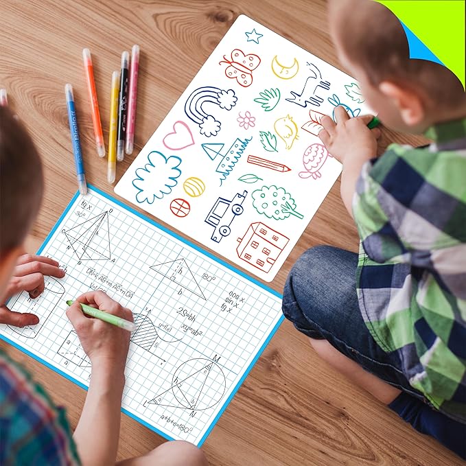 8 Packs XY Axis Graph Dry Erase Board, Double Sided Dry Erase Board Writable and Erasable Math Learning White Board for Kids, Students, Classroom and Home (Each Measures 12” x 9”)
